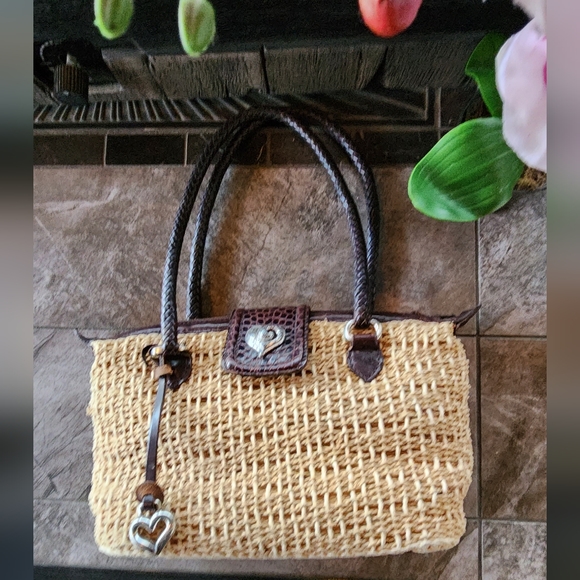 Authentic Brighton straw purse/leather handles - Picture 2 of 10